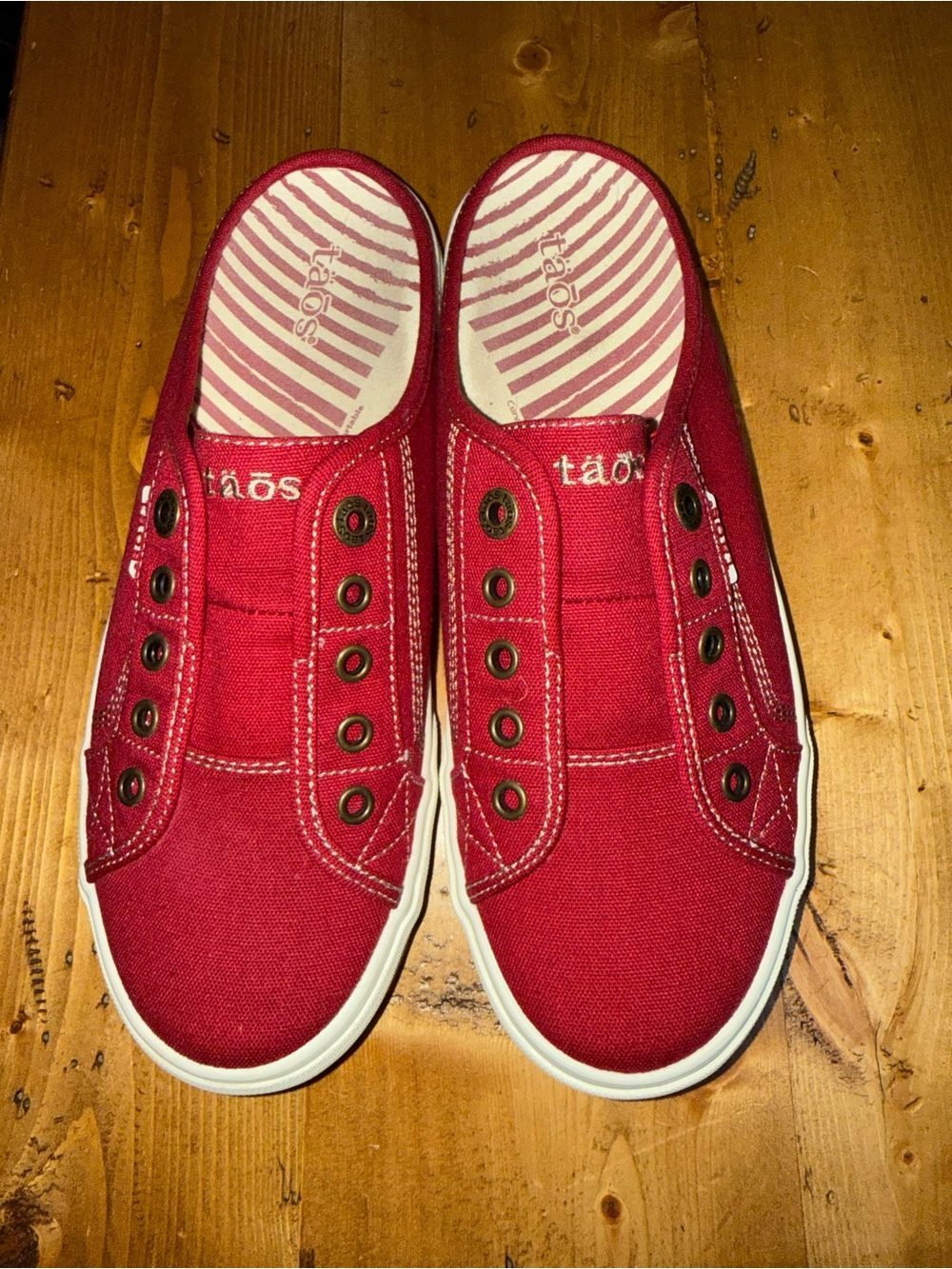 Taos Footwear Red Canvas Slip-On Loafers